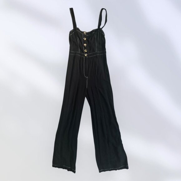 ABERCROMBIE & FITCH Black Buttoned Jumpsuit Size XXS - Picture 1 of 8